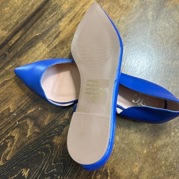 Womens Blue Pointed-Toe DOrsay Flats With Faux Leather Upper 8 - Picture 9 of 11